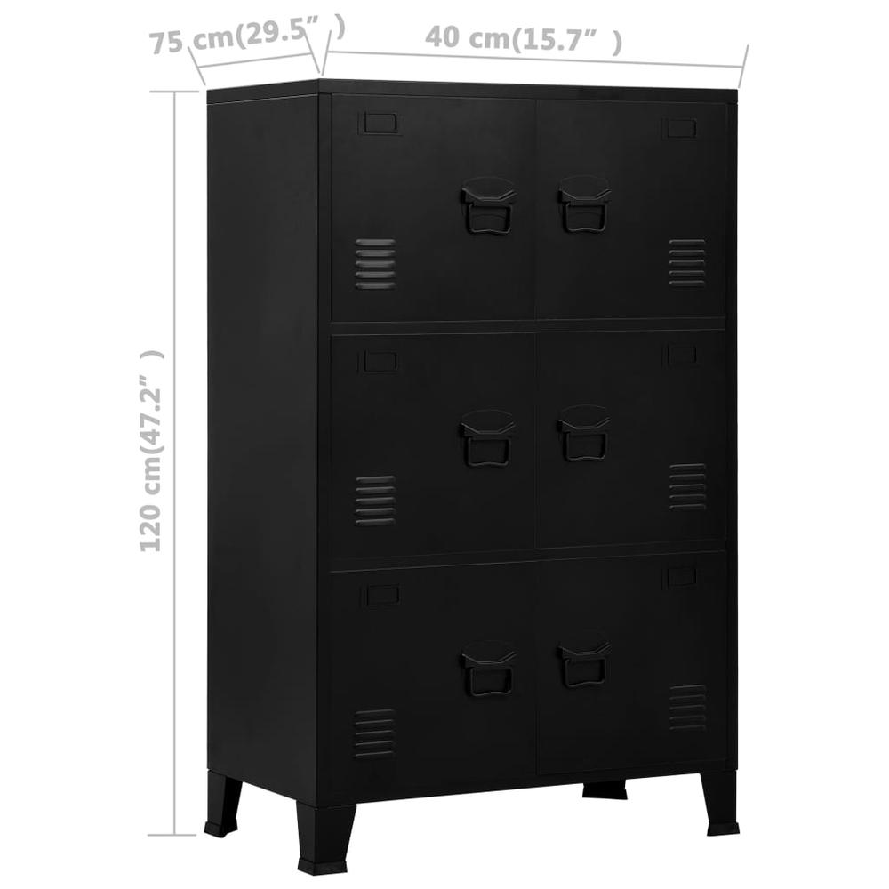 vidaXL Filing Cabinet with 6 Doors Industrial Black 29.5"x15.7"x47.2" Steel, 145359. Picture 7