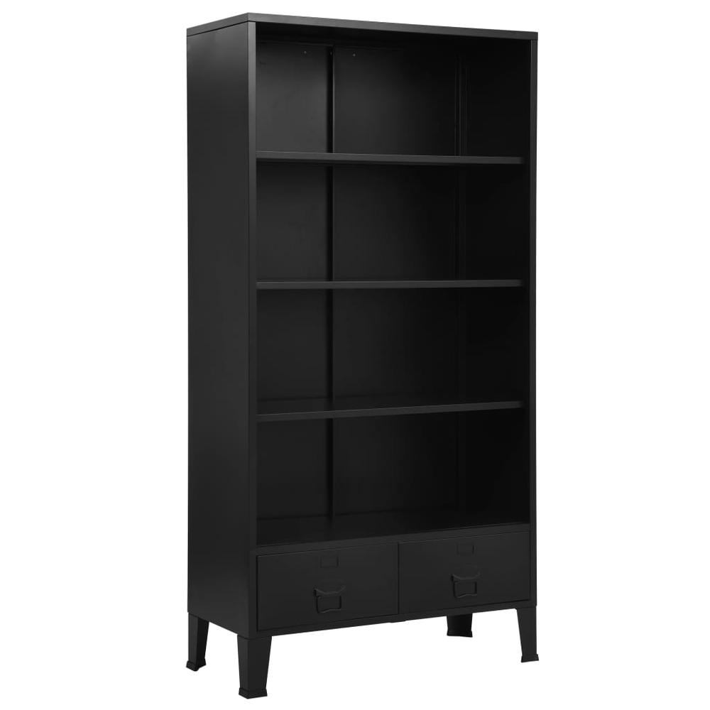 vidaXL Bookshelf Industrial Black 35.4"x15.7"x70.9" Steel, 145360. Picture 1