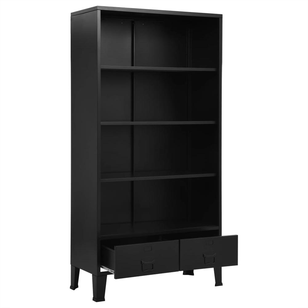 vidaXL Bookshelf Industrial Black 35.4"x15.7"x70.9" Steel, 145360. Picture 3