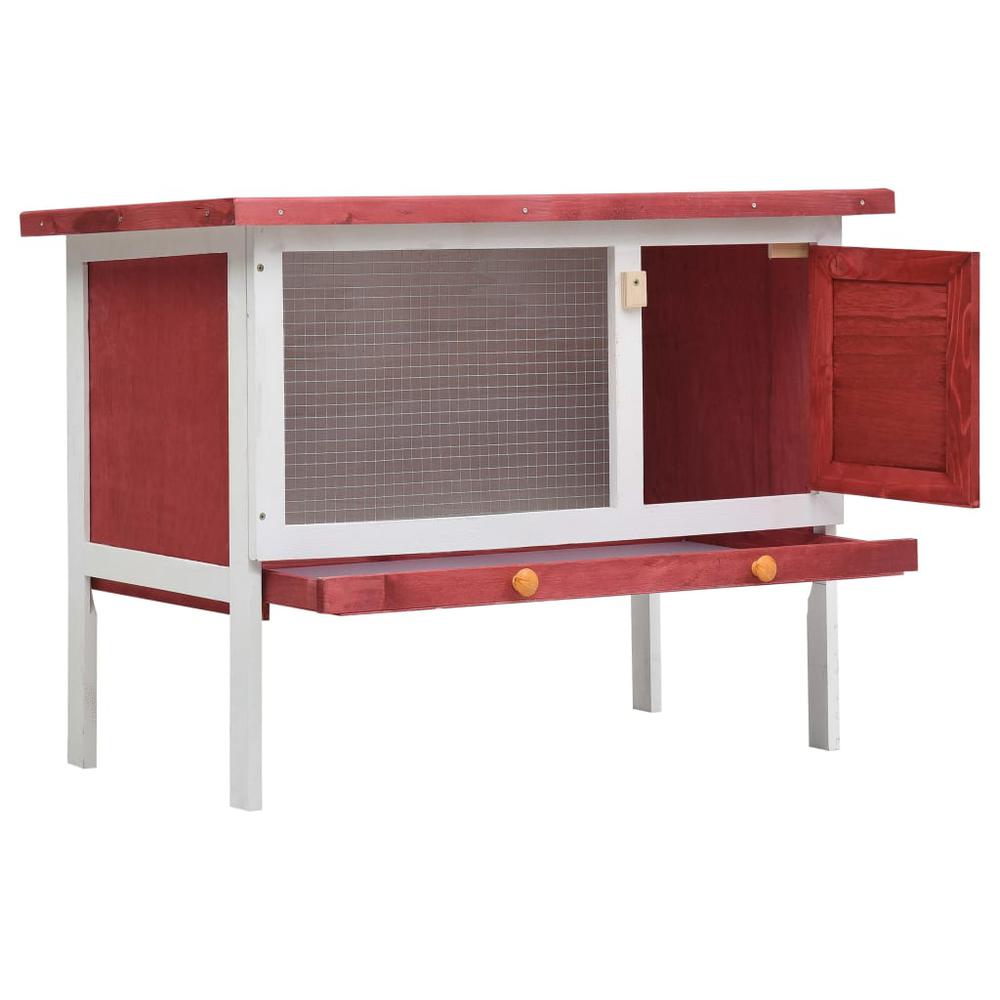 vidaXL Outdoor Rabbit Hutch 1 Layer Red Wood, 170830. Picture 2