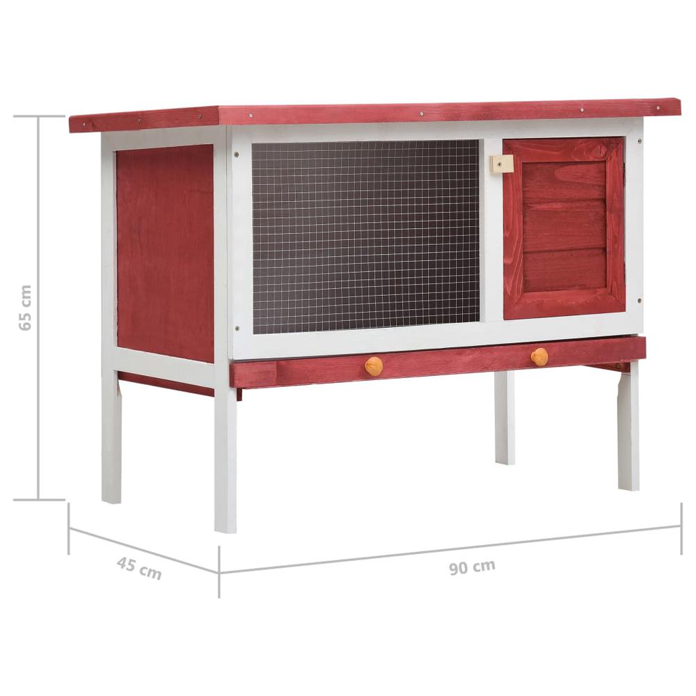 vidaXL Outdoor Rabbit Hutch 1 Layer Red Wood, 170830. Picture 7