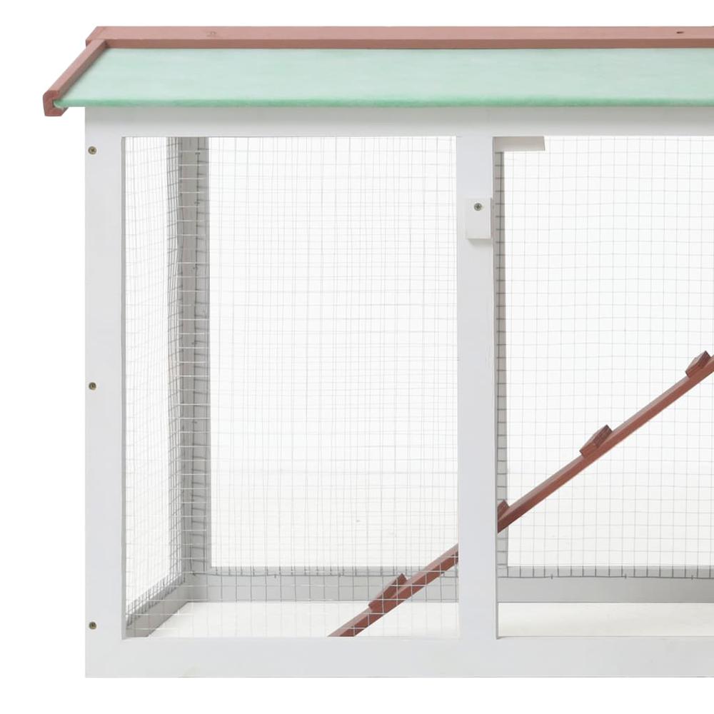 vidaXL Outdoor Large Rabbit Hutch Brown and White 57.1"x17.7"x33.5" Wood, 170841. Picture 4