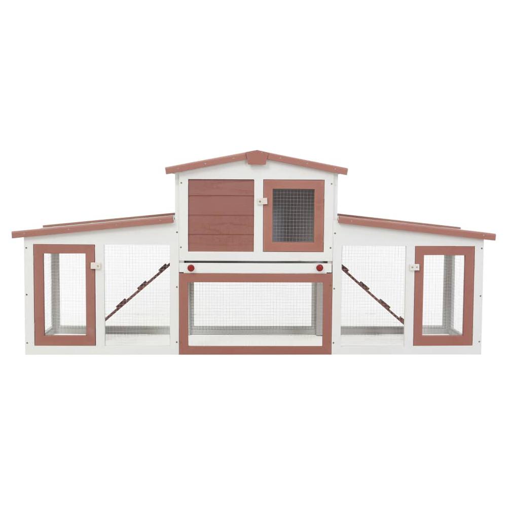 vidaXL Outdoor Large Rabbit Hutch Brown and White 80.3"x17.7"x33.5" Wood, 170844. Picture 3