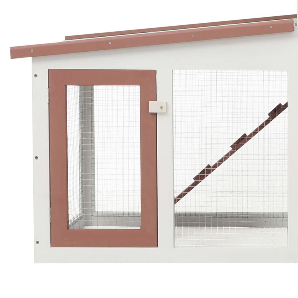 vidaXL Outdoor Large Rabbit Hutch Brown and White 80.3"x17.7"x33.5" Wood, 170844. Picture 4