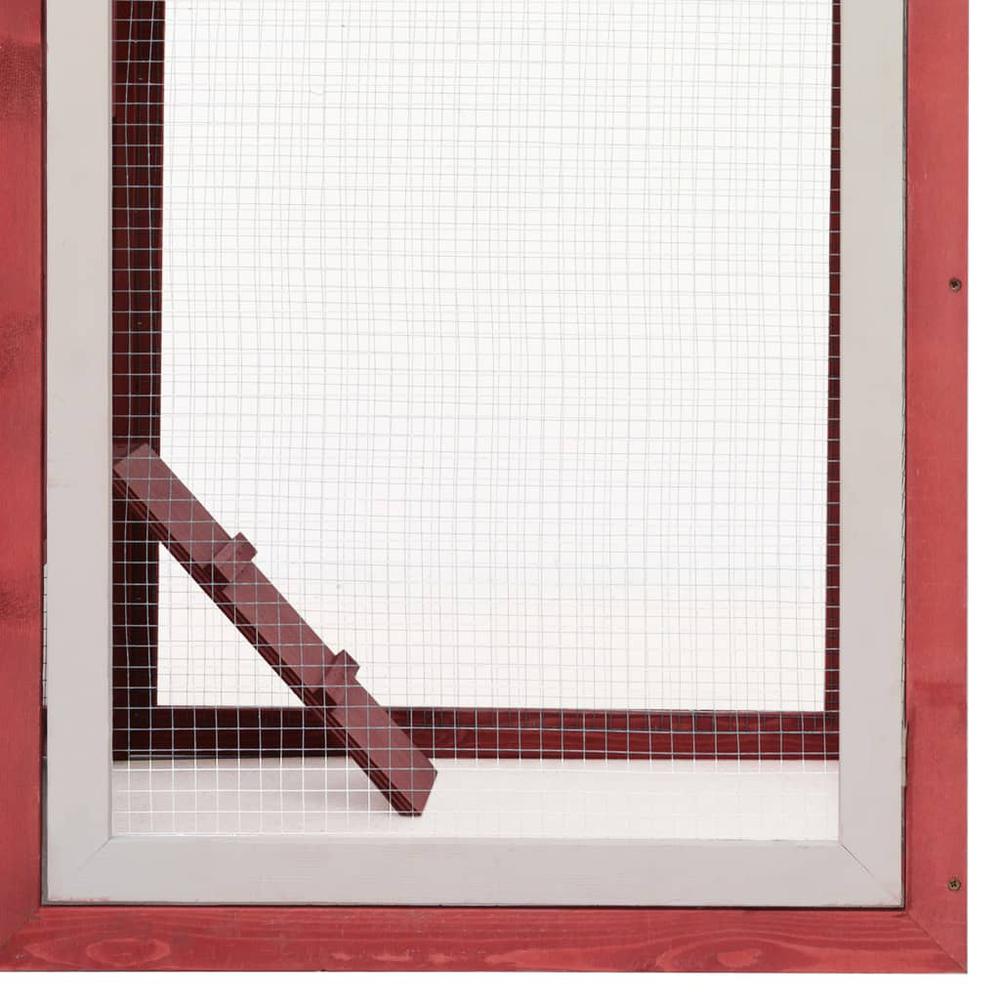 vidaXL Chicken Cage Red 66.9"x31.9"x43.3" Solid Pine & Fir Wood. Picture 6