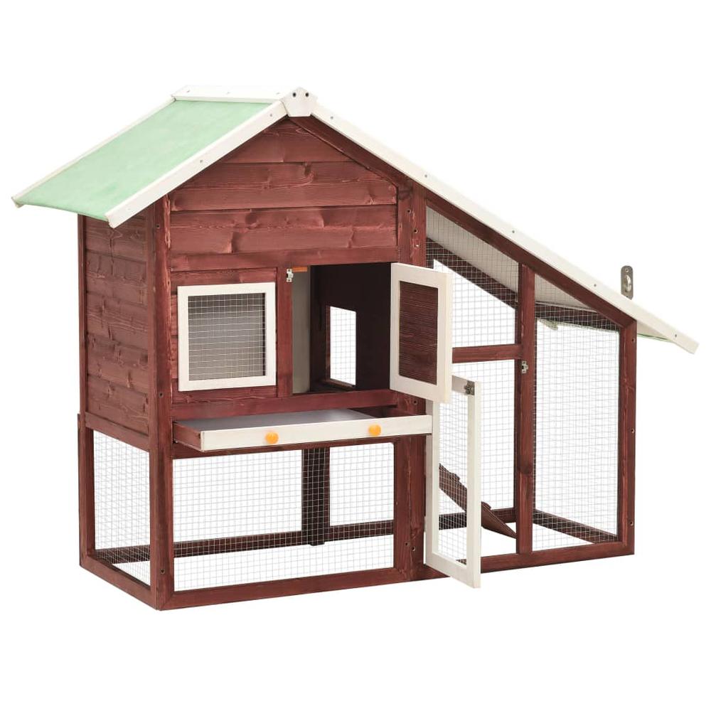 vidaXL Rabbit Hutch Mocha and White 55.1"x24.8"x47.2" Solid Firwood. Picture 5