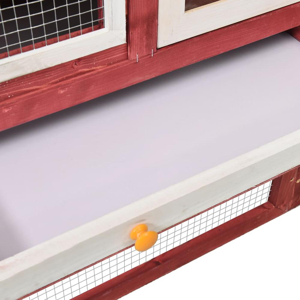 vidaXL Rabbit Hutch Red and White 55.1"x24.8"x47.2" Solid Firwood. Picture 9