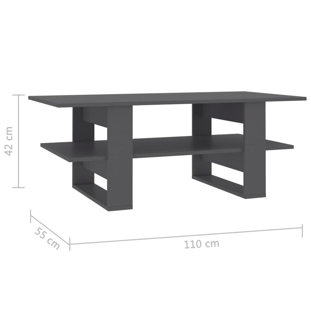 vidaXL Coffee Table Gray 43.3"x21.6"x16.5" Chipboard, 800542. Picture 6