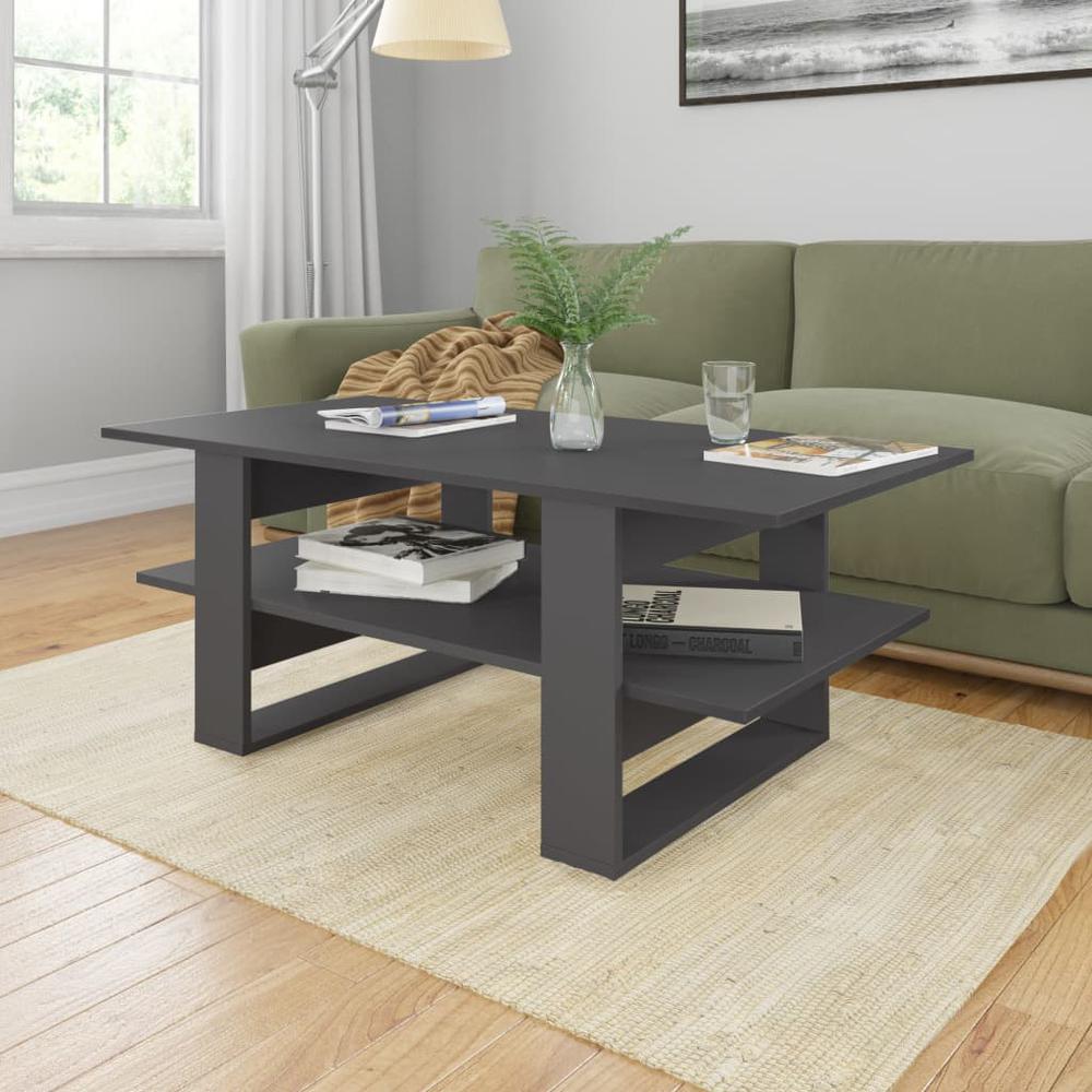 vidaXL Coffee Table Gray 43.3"x21.6"x16.5" Chipboard, 800542. Picture 1