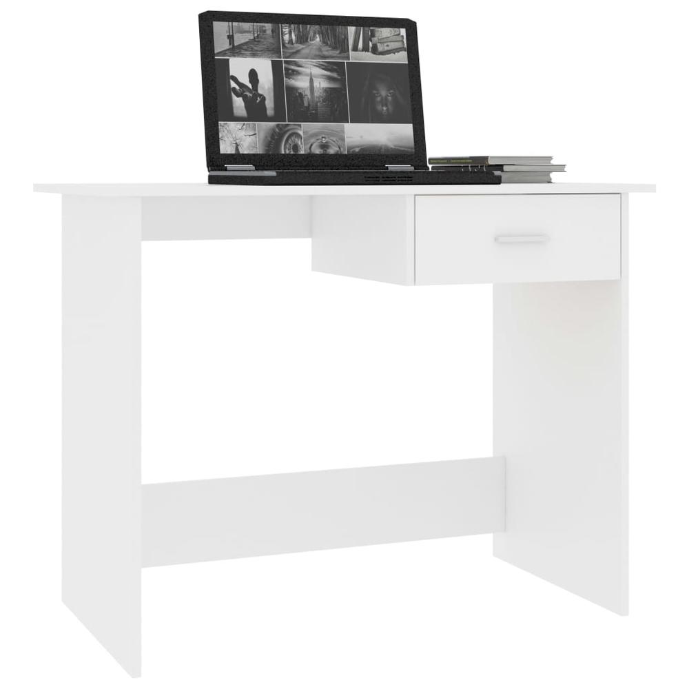 vidaXL Desk White 39.4"x19.7"x29.9" Chipboard, 800549. Picture 3