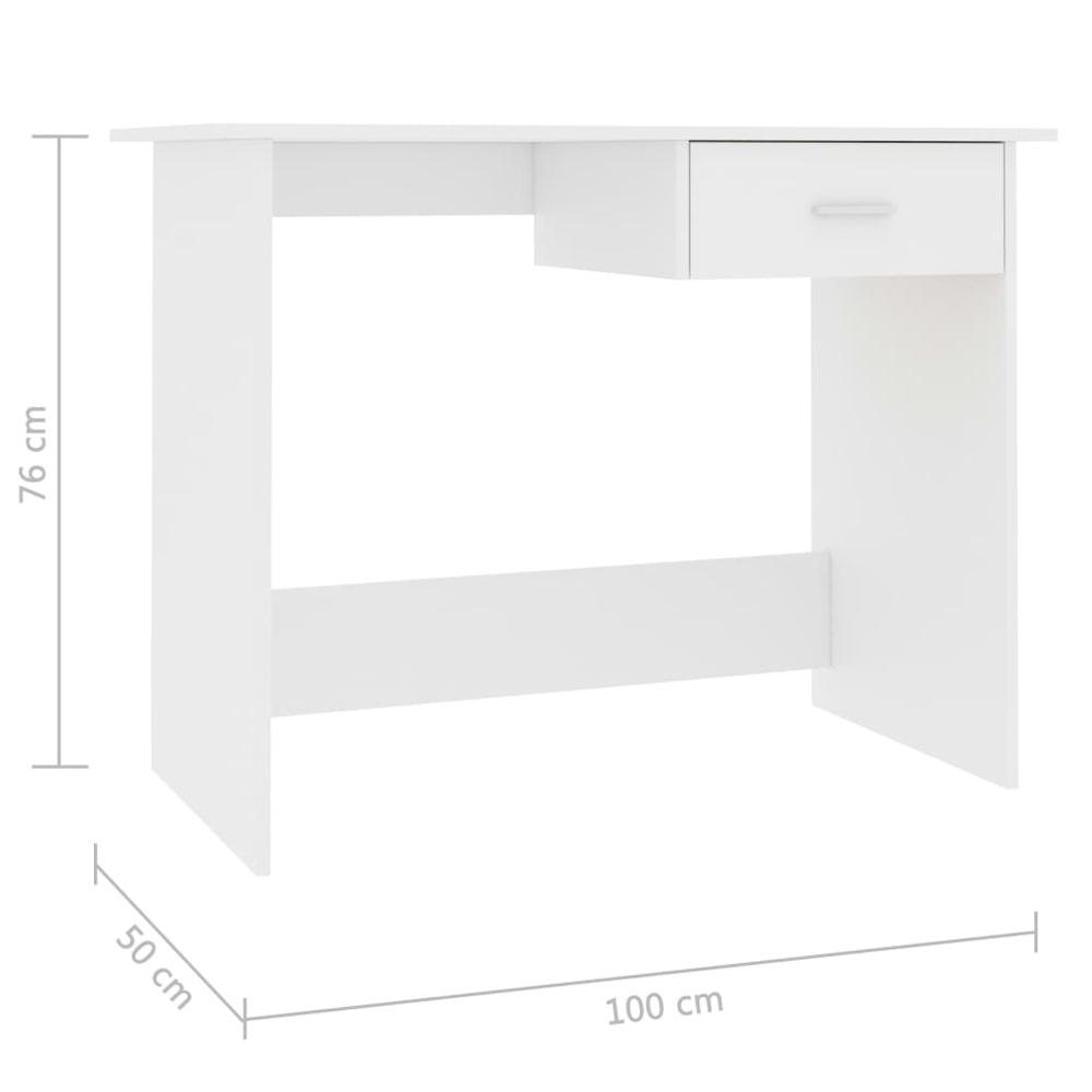 vidaXL Desk White 39.4"x19.7"x29.9" Chipboard, 800549. Picture 6