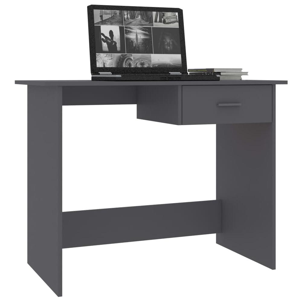 vidaXL Desk Gray 39.4"x19.7"x29.9" Chipboard, 800551. Picture 3