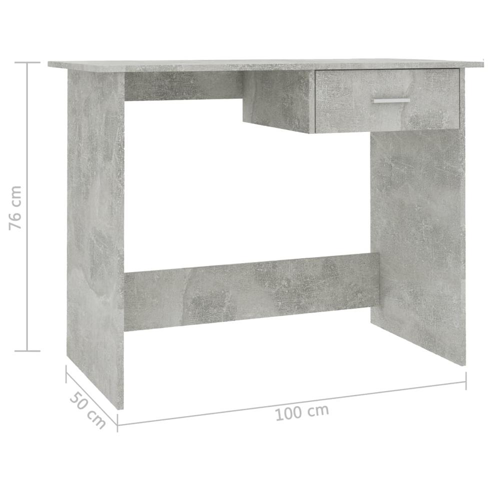 vidaXL Desk Concrete Gray 39.4"x19.7"x29.9" Chipboard, 800553. Picture 6