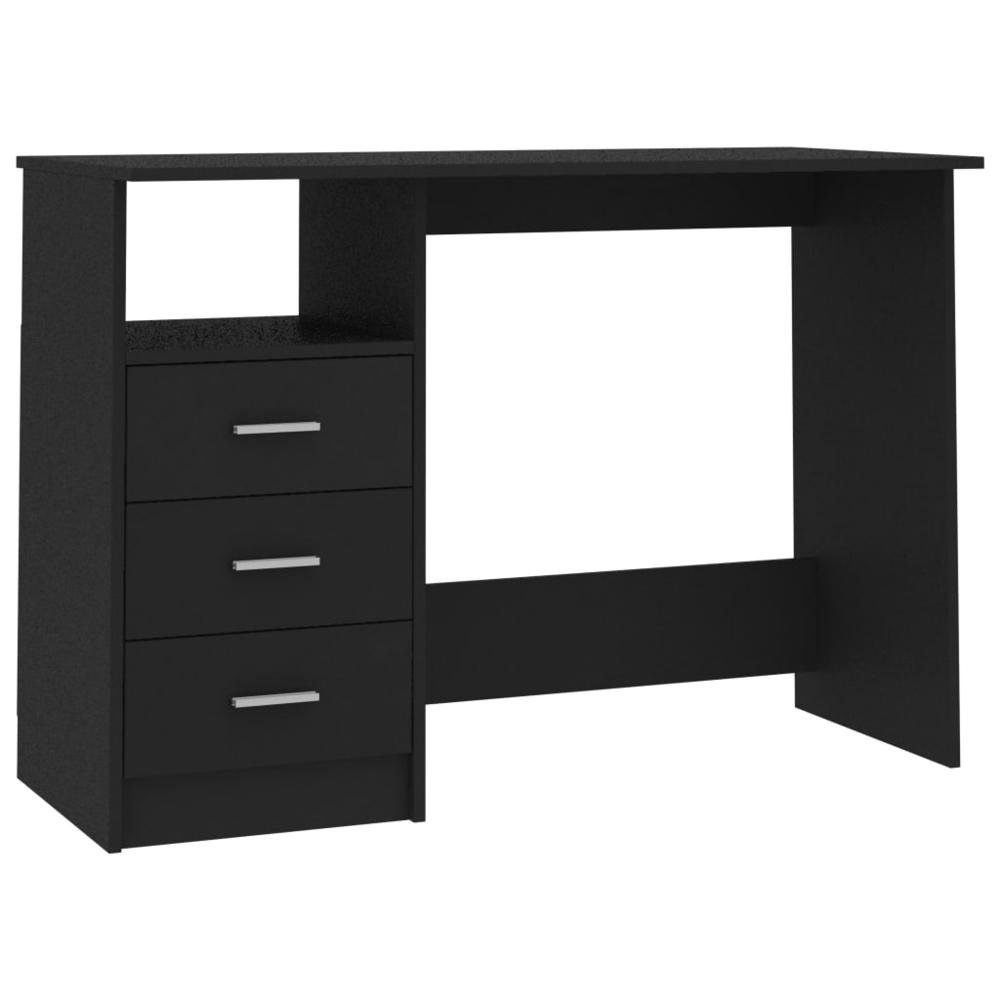 vidaXL Desk with Drawers Black 43.3"x19.6"x29.9" Chipboard, 800559. Picture 2