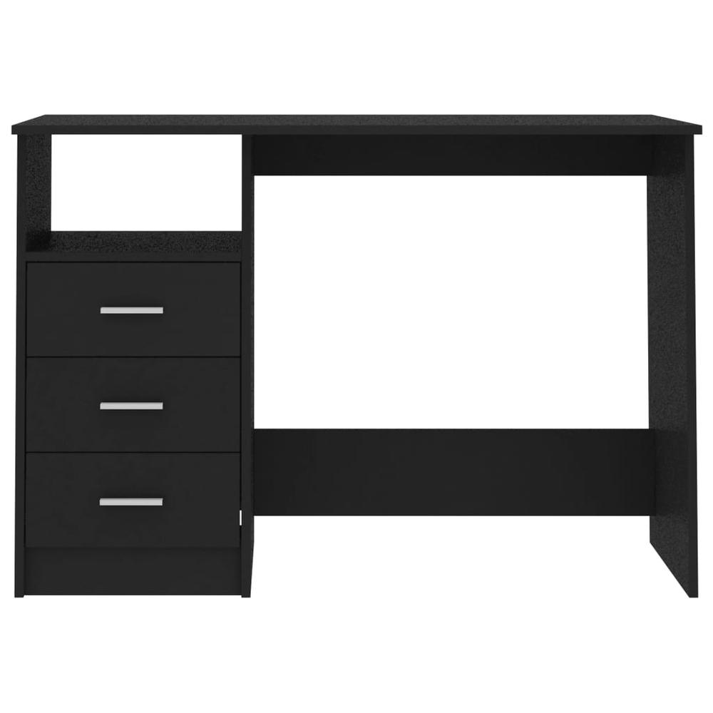 vidaXL Desk with Drawers Black 43.3"x19.6"x29.9" Chipboard, 800559. Picture 4