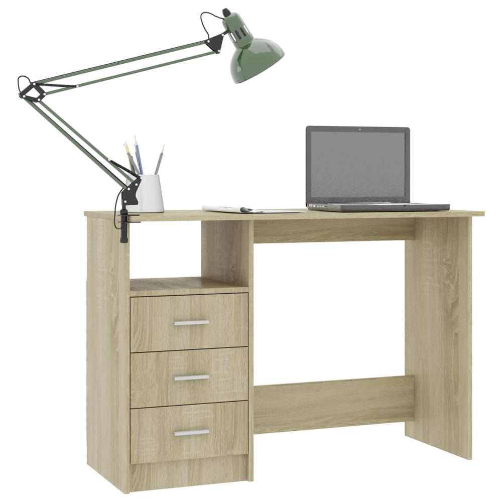 vidaXL Desk with Drawers Sonoma Oak 43.3"x19.6"x29.9" Chipboard, 800561. Picture 3
