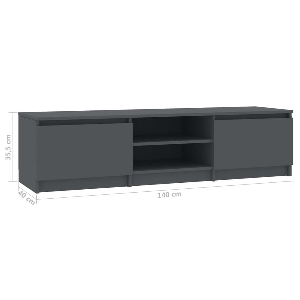 vidaXL TV Cabinet Gray 55.1"x15.7"x14" Chipboard, 800650. Picture 7