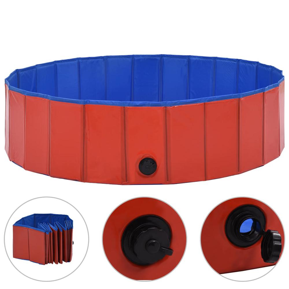 vidaXL Foldable Dog Swimming Pool Red 47.2"x11.8" PVC, 170823. Picture 2