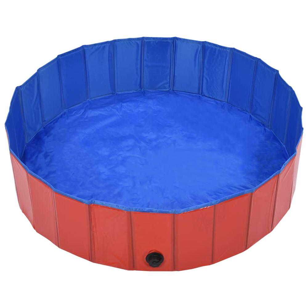 vidaXL Foldable Dog Swimming Pool Red 47.2"x11.8" PVC, 170823. Picture 4