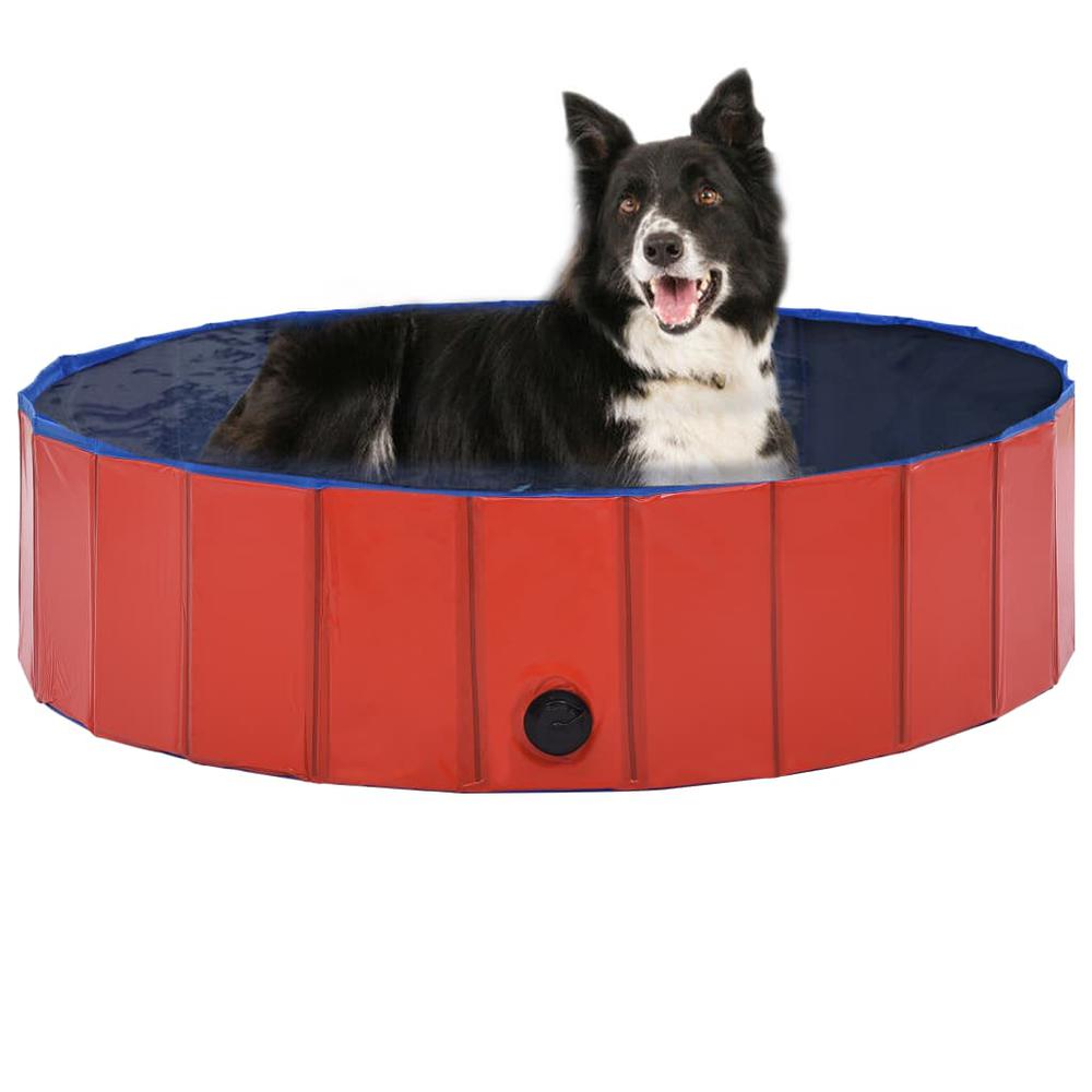 vidaXL Foldable Dog Swimming Pool Red 47.2"x11.8" PVC, 170823. Picture 1