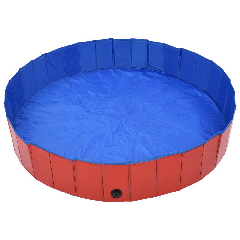 vidaXL Foldable Dog Swimming Pool Red 63"x11.8" PVC, 170824. Picture 4