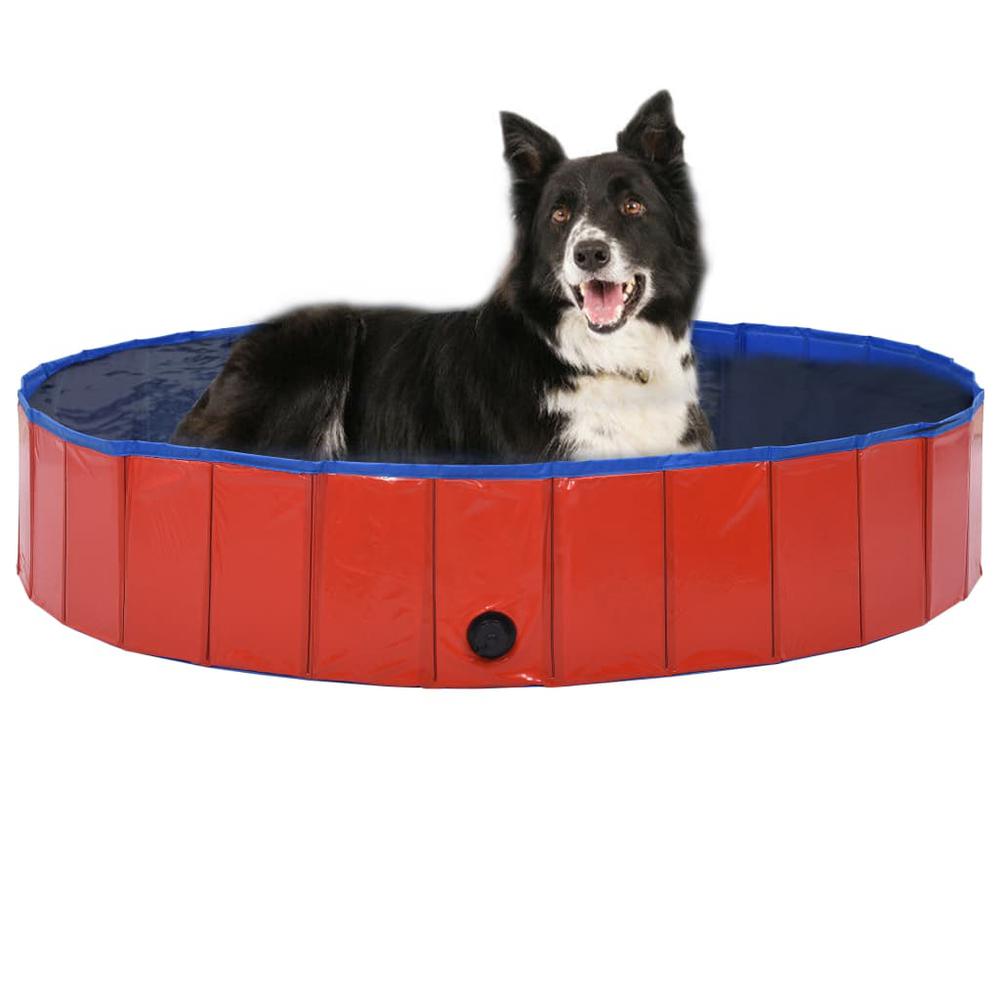 vidaXL Foldable Dog Swimming Pool Red 63"x11.8" PVC, 170824. Picture 1