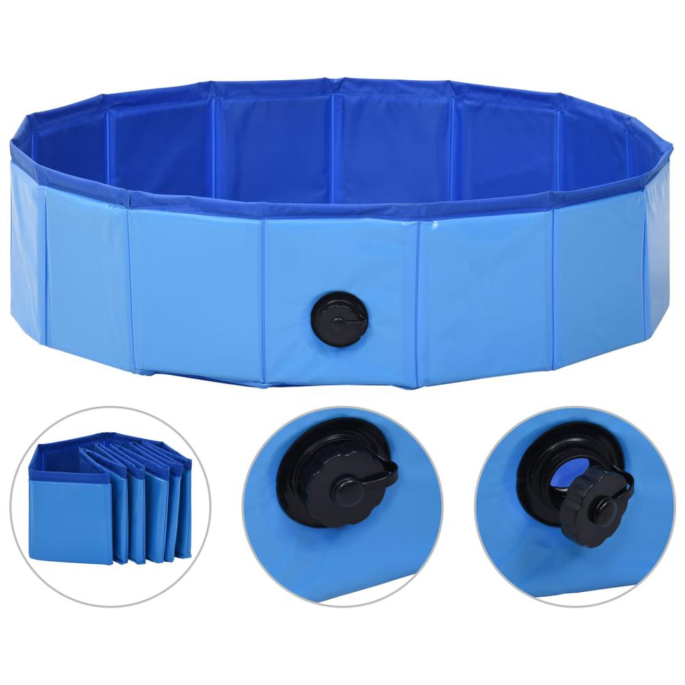 vidaXL Foldable Dog Swimming Pool Blue 31.5"x7.9" PVC, 170825. Picture 2