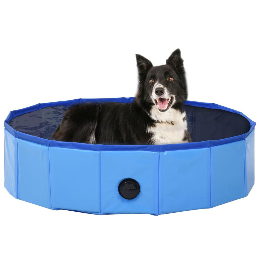 vidaXL Foldable Dog Swimming Pool Blue 31.5"x7.9" PVC, 170825. Picture 1