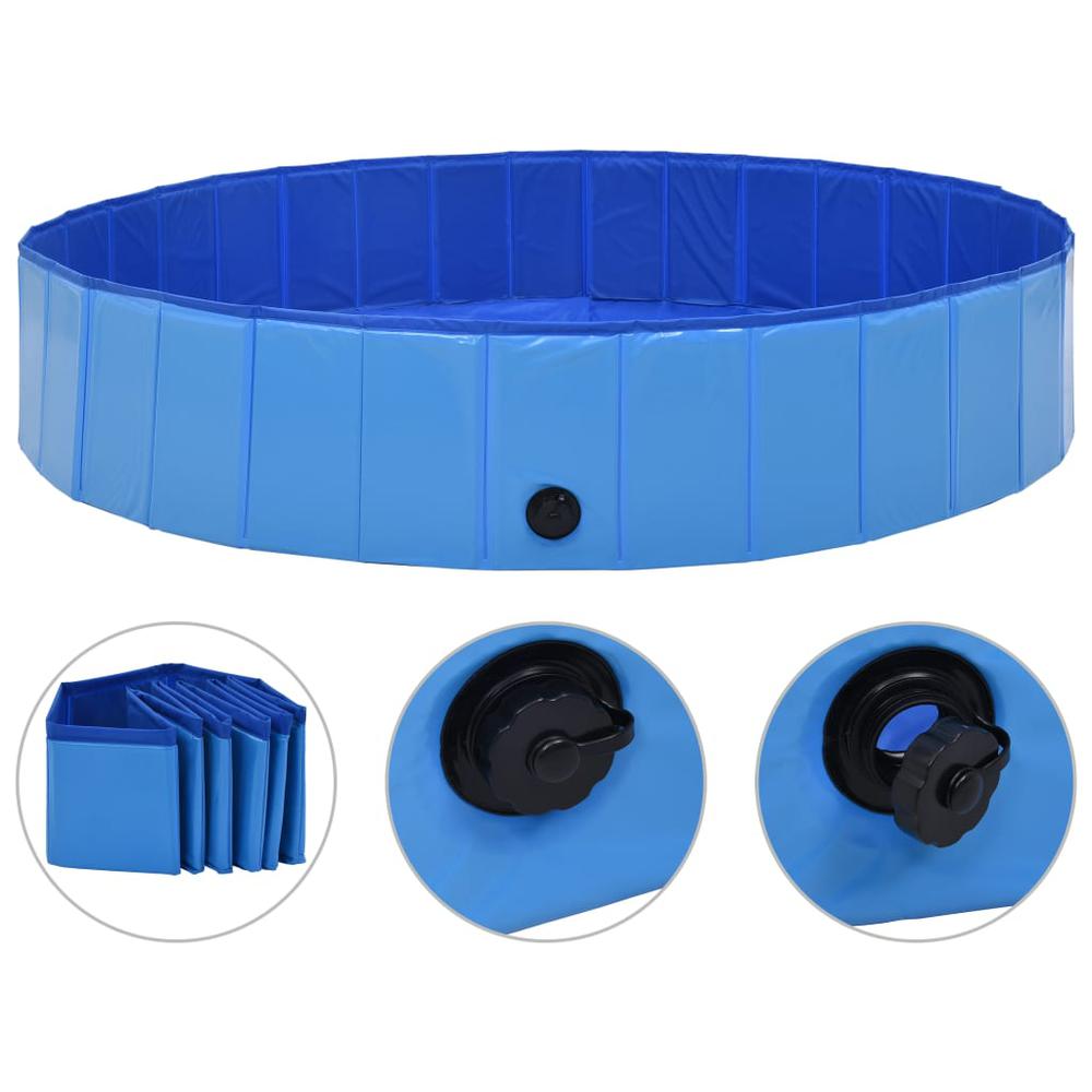 vidaXL Foldable Dog Swimming Pool Blue 63"x11.8" PVC, 170827. Picture 1