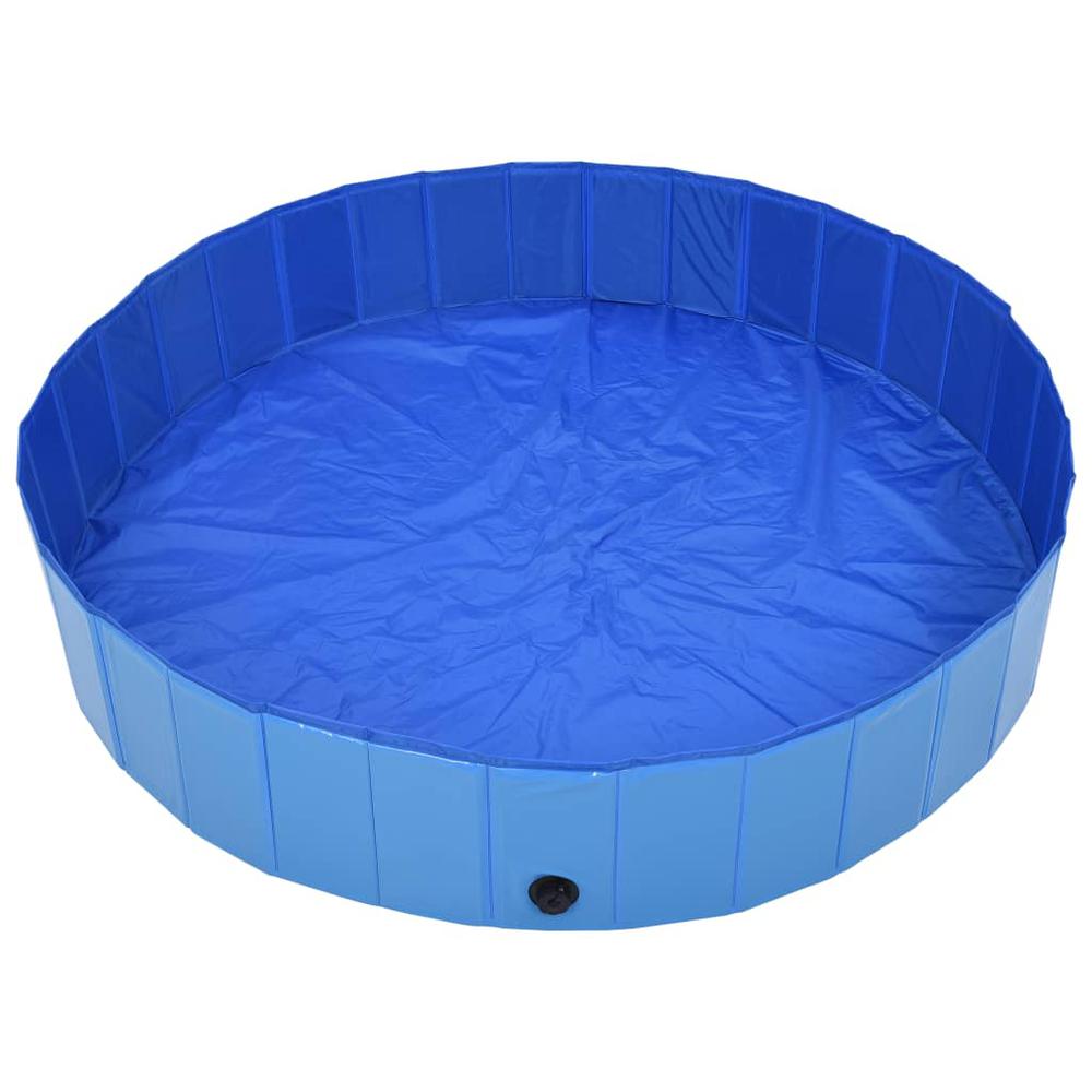 vidaXL Foldable Dog Swimming Pool Blue 63"x11.8" PVC, 170827. Picture 3