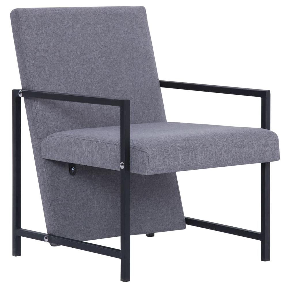 vidaXL Armchair with Chrome Feet Light Gray Fabric, 282266. Picture 2