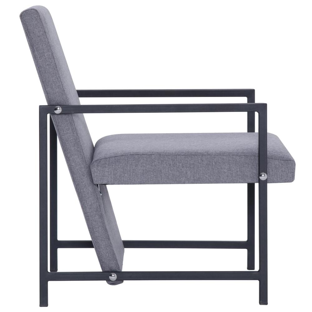 vidaXL Armchair with Chrome Feet Light Gray Fabric, 282266. Picture 5