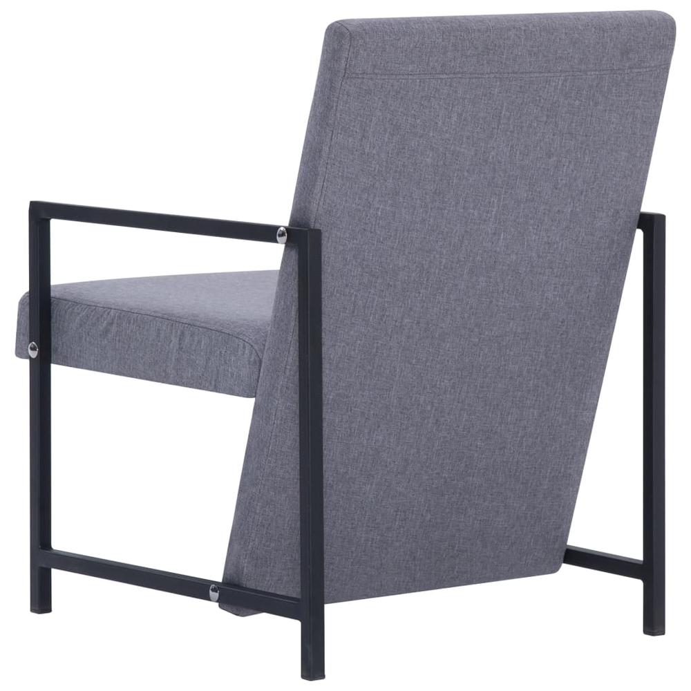 vidaXL Armchair with Chrome Feet Light Gray Fabric, 282266. Picture 6