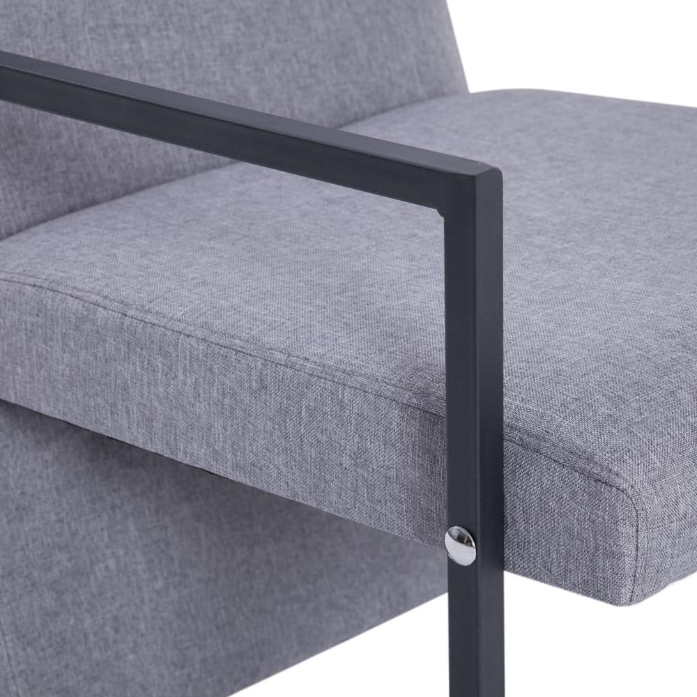 vidaXL Armchair with Chrome Feet Light Gray Fabric, 282266. Picture 7