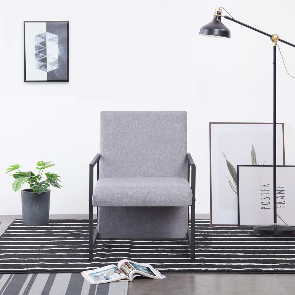 vidaXL Armchair with Chrome Feet Light Gray Fabric, 282266. Picture 1