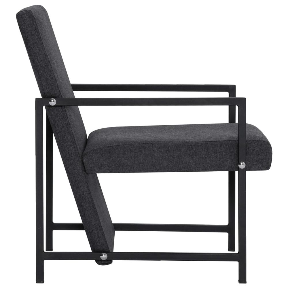 vidaXL Armchair with Chrome Feet Dark Gray Fabric, 282267. Picture 5