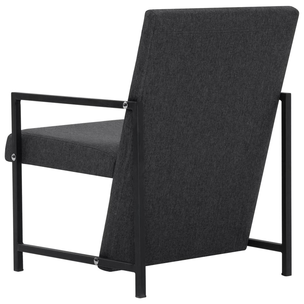 vidaXL Armchair with Chrome Feet Dark Gray Fabric, 282267. Picture 6