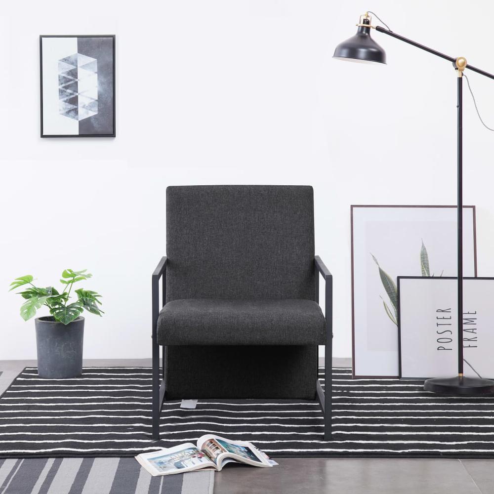 vidaXL Armchair with Chrome Feet Dark Gray Fabric, 282267. Picture 1