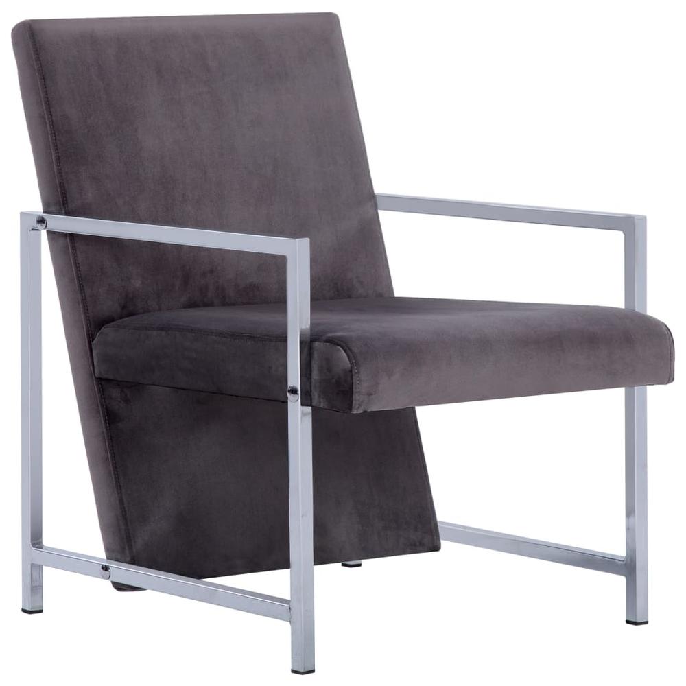 vidaXL Armchair with Chrome Feet Dark Gray Velvet, 282269. Picture 2