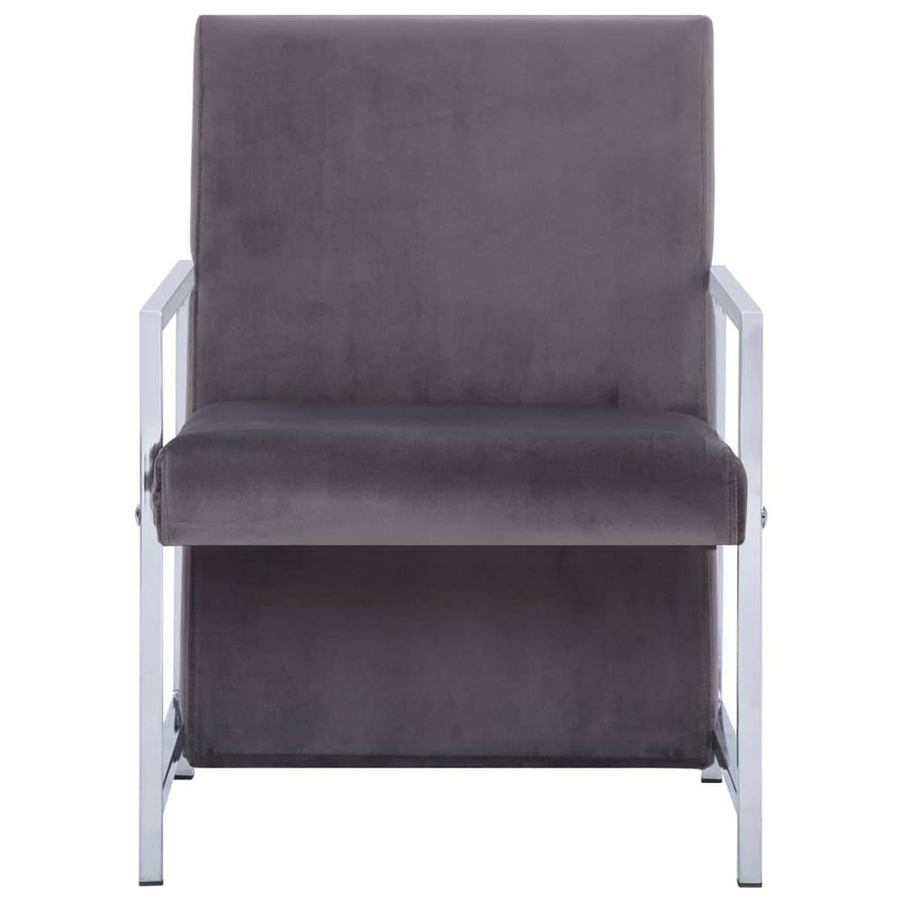 vidaXL Armchair with Chrome Feet Dark Gray Velvet, 282269. Picture 4