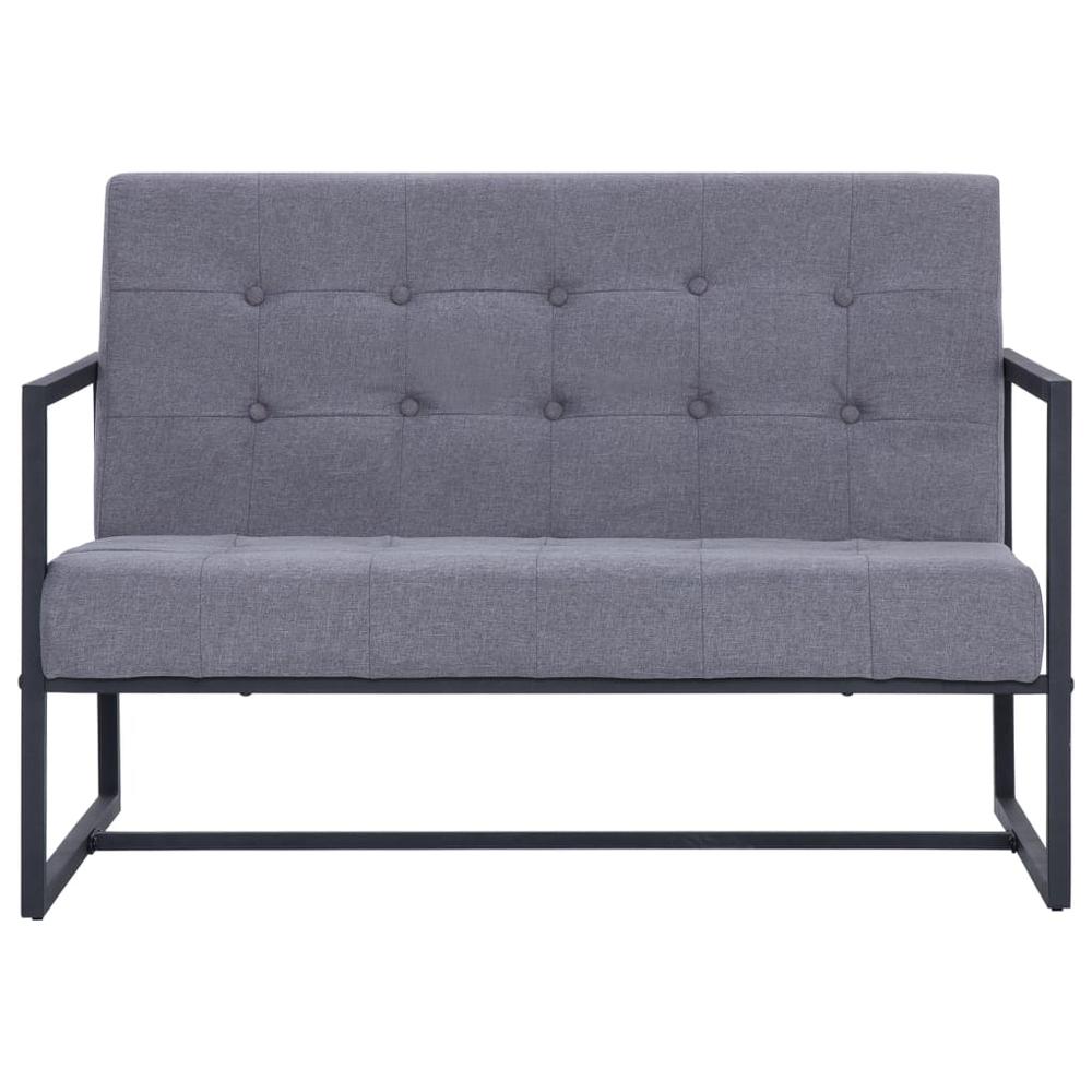vidaXL 2-Seater Sofa with Armrests Light Gray Steel and Fabric, 282270. Picture 4