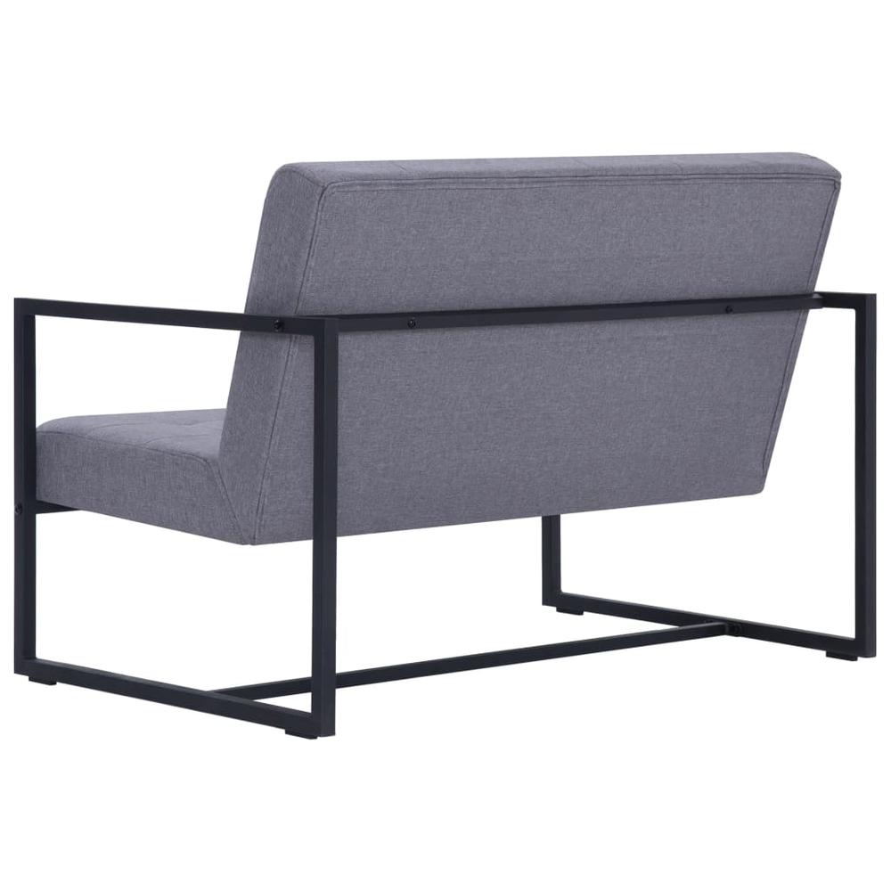 vidaXL 2-Seater Sofa with Armrests Light Gray Steel and Fabric, 282270. Picture 6