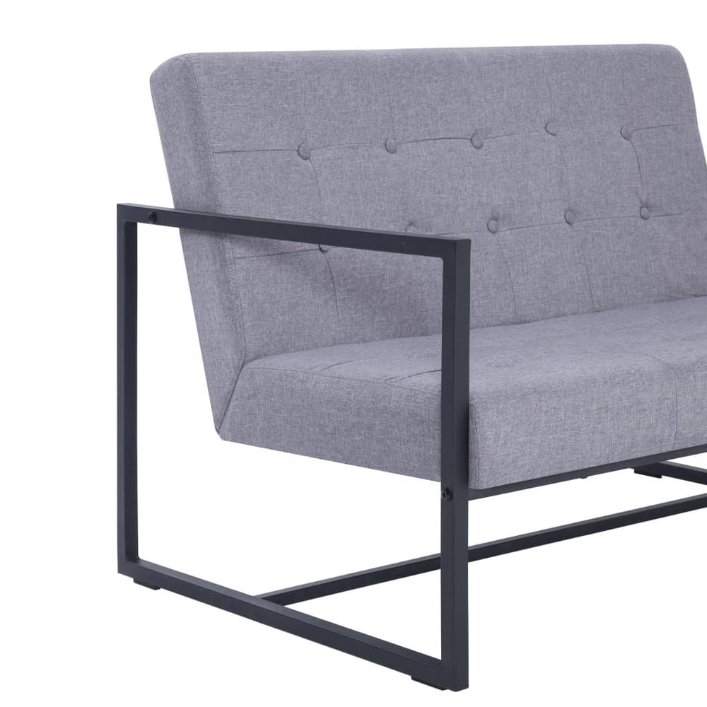 vidaXL 2-Seater Sofa with Armrests Light Gray Steel and Fabric, 282270. Picture 7