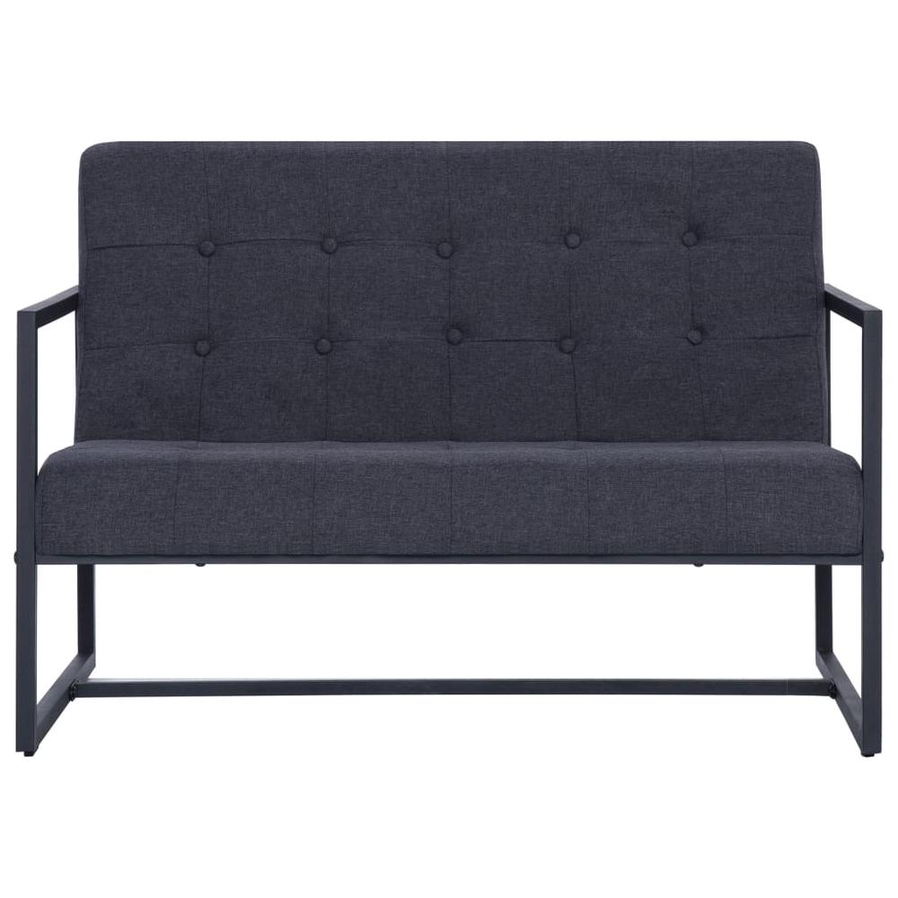 vidaXL 2-Seater Sofa with Armrests Dark Gray Steel and Fabric, 282271. Picture 4
