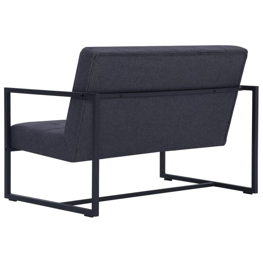vidaXL 2-Seater Sofa with Armrests Dark Gray Steel and Fabric, 282271. Picture 6