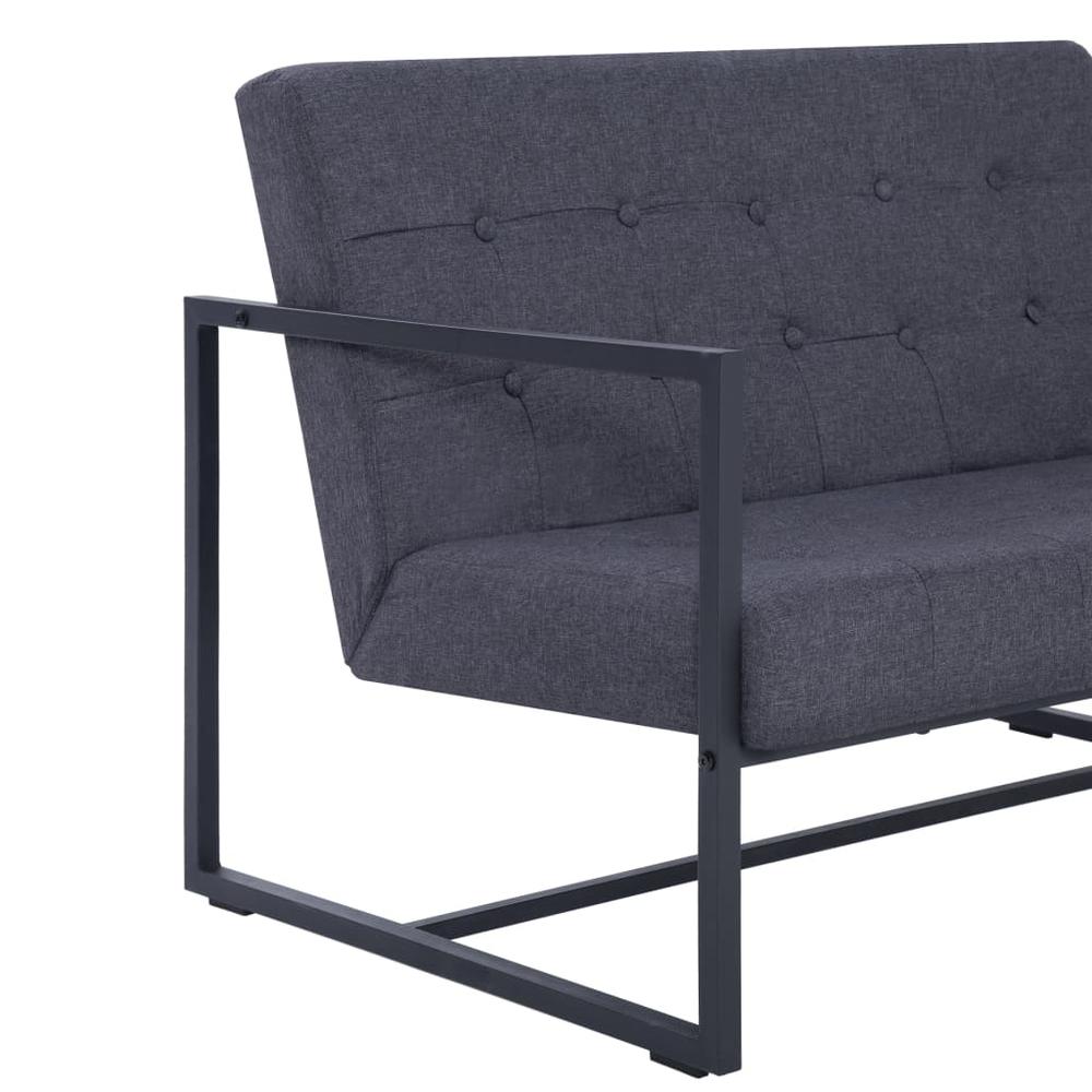 vidaXL 2-Seater Sofa with Armrests Dark Gray Steel and Fabric, 282271. Picture 7