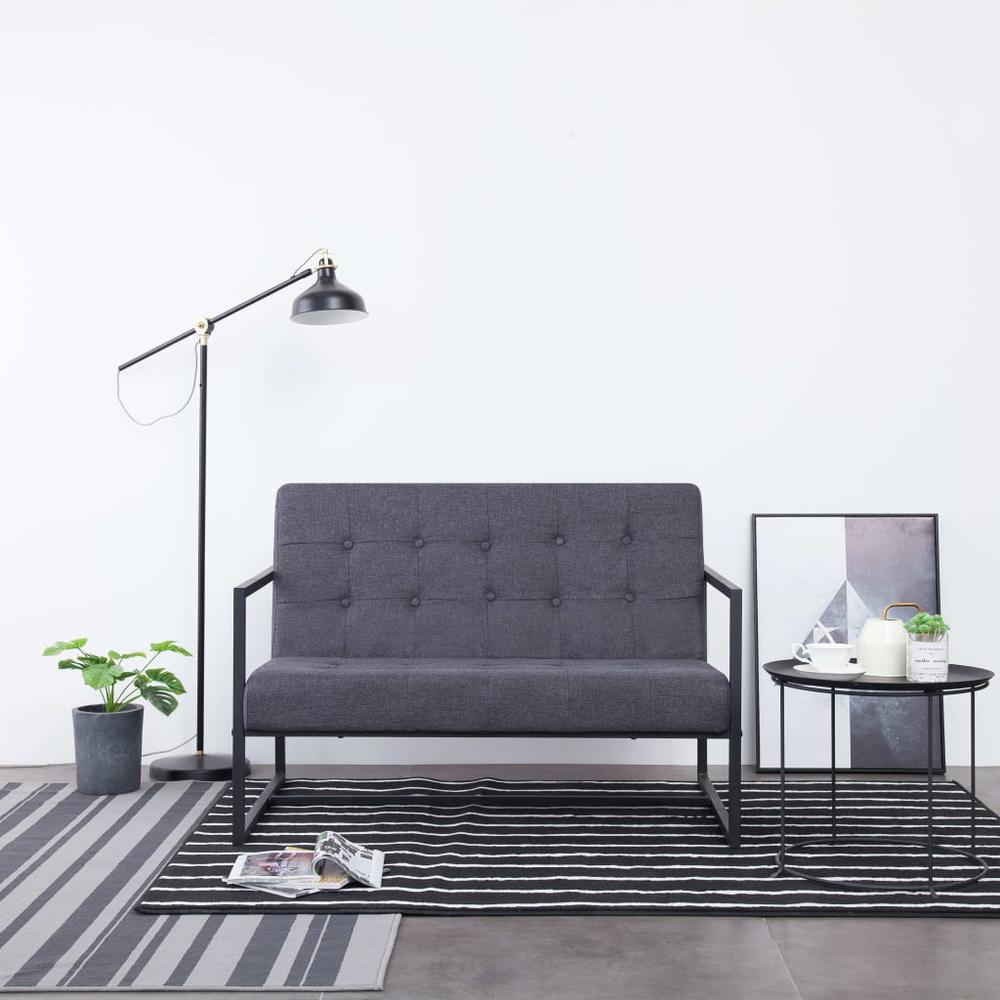 vidaXL 2-Seater Sofa with Armrests Dark Gray Steel and Fabric, 282271. The main picture.
