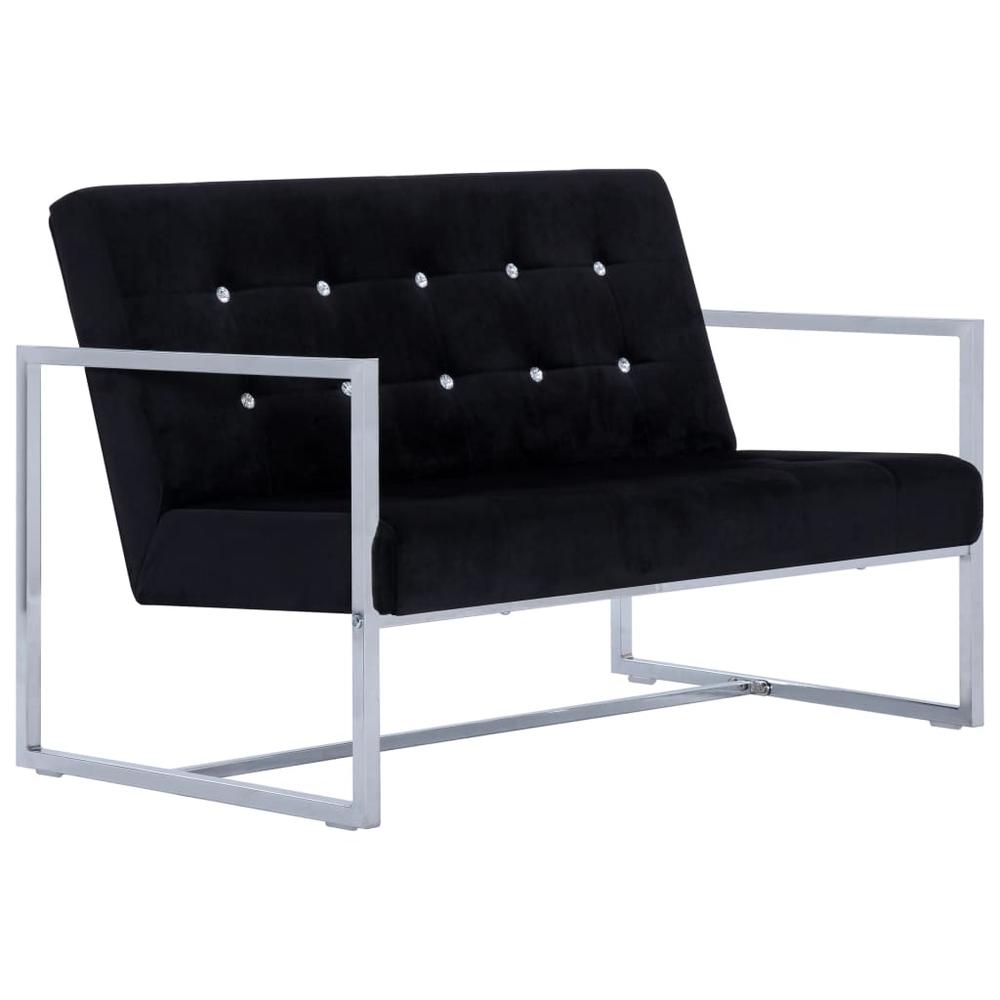 vidaXL 2-Seater Sofa with Armrests Black Chrome and Velvet, 282272. Picture 2