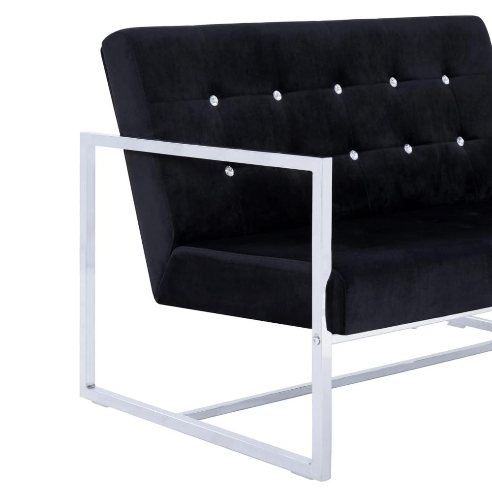 vidaXL 2-Seater Sofa with Armrests Black Chrome and Velvet, 282272. Picture 7