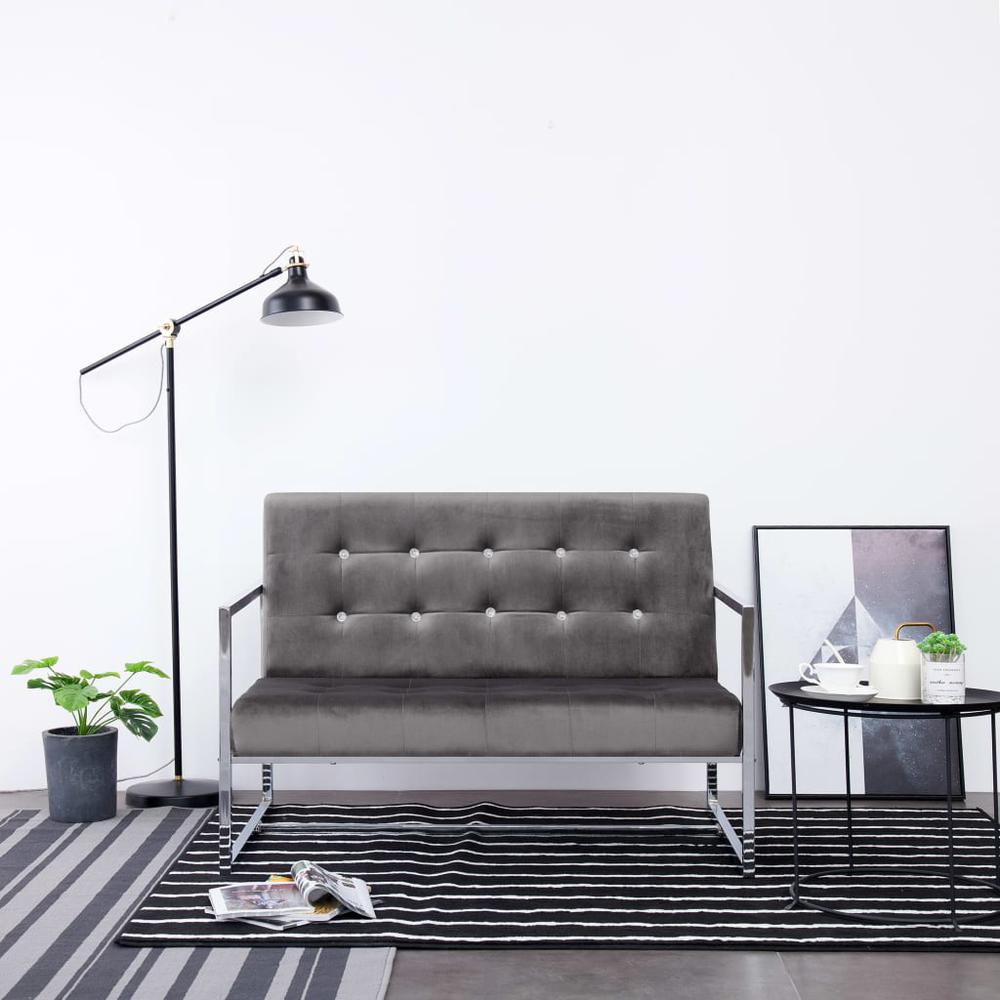 vidaXL 2-Seater Sofa with Armrests Dark Gray Chrome and Velvet, 282273. The main picture.